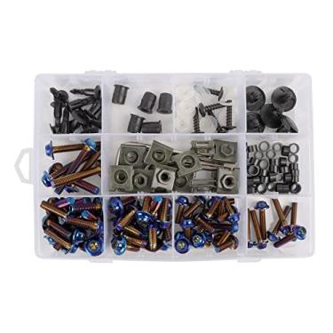 Imagem de Worldmotop Kit de parafusos de aço inoxidável parafusos fixadores universais compatíveis com Yamaha Honda Kawasaki Suzuki BMW Kit de parafusos de carenagem e porcas (azul)