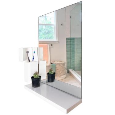 Imagem de Espelheira Retangular 30x40 Com Prateleira MDF - AMORECANELA DECORAÇÃO