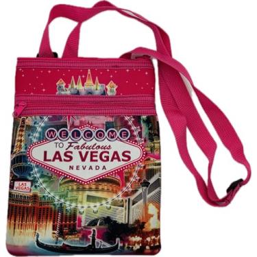 Imagem de Bolsa transversal temática Las Vegas com compartimentos para iPad, rosa, rosa