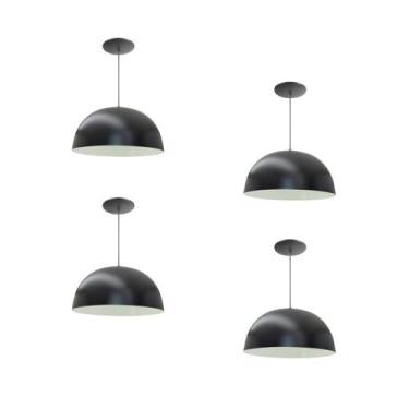 Imagem de Kit 4 Luminária Pendente Meia Lua 24cm Com Interior Branco Brilho Fiaç