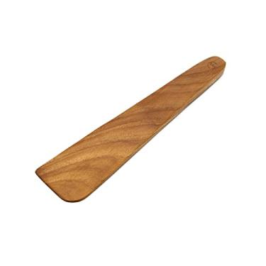 Imagem de FAAY Espátula de madeira plana de 25,4 cm para ferro fundido, flipper de ovos, raspador de panela, artesanato de teca dourada de alta resistência à umidade para panelas antiaderentes (25,4 cm)