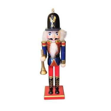Imagem de Quebra-nozes soldado em madeira corneta vm/az 30cm - TodaTreco