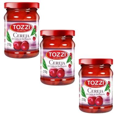 Imagem de Kit 3 Cereja Em Calda Marrasquino Tozzi 210g