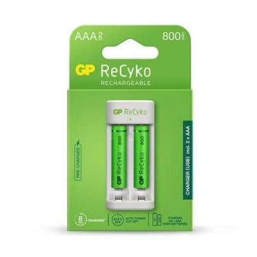 Imagem de Carregador Usb C/ 2 Pilhas Recarregáveis Aaa Nimh 800Mah - GP
