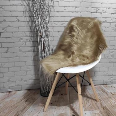 Imagem de Peseira Xale Para Sofá em Pelúcia Pelo Alto Cortiça Decoração 1,60x50c
