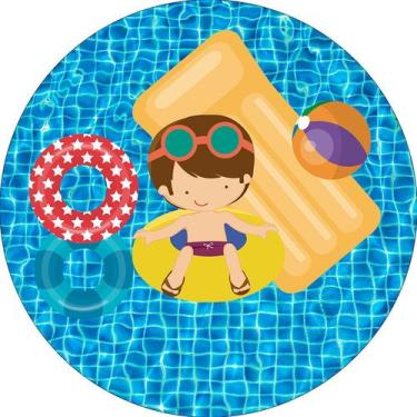 Imagem de Painel De Festa Redondo 1,50x1,50 - Piscina Pool Party Menino na Boia 