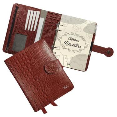 Imagem de Agenda Minhas Receitas Couro 168-R Raffai Couros, Vermelho Croco