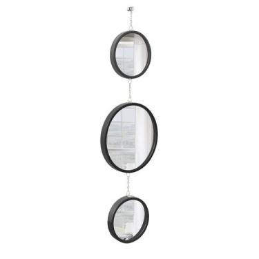 Imagem de Espelho Decorativo Triplo Preto Alça Corrente 20 Cm 30 Cm 20 Cm Redond