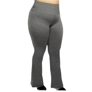 Imagem de Calça Legging Plus Size de Cintura Alta com Boca de Sino, Preta - D BE