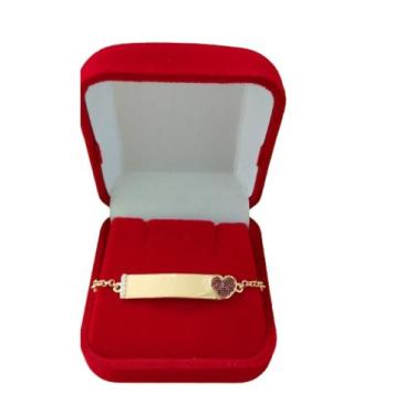 Imagem de Pulseira infantil Nome Coração Banho de Ouro 18k - Jhulias Joias e Sem