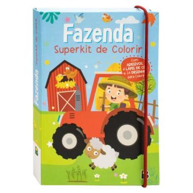 Imagem de Superkit de Colorir - Fazenda - Livro de colorir Adesivos Lápis de cor