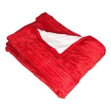 Imagem de Cobertor Casal Padrao Com Sherpa Manta Canelada Vermelha - Bh Enxovais