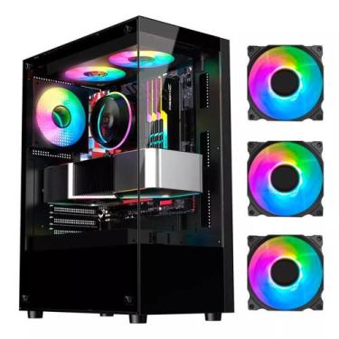 Imagem de Gabinete Aquário Gamer Com 3 Fans Rgb Inclusas Para Atx Micro Atx e It