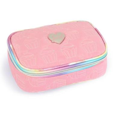 Imagem de Estojo Escolar Box Bolsinha 100 Pens Menina Bordado Cupcake - Denlex, 