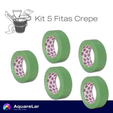 Imagem de Kit com 5 Fitas Crepe Grossa 50mm X 50m - Eurocel, VERDE