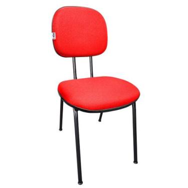 Imagem de Cadeira Secretaria Fixa Pé Palito Estofada Jserrano Vermelho Para Escr