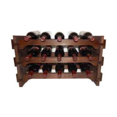 Imagem de Adega Vinho Madeira 15 Garrafas Cor Imbuia C05 Cevey Adegas e Artesana