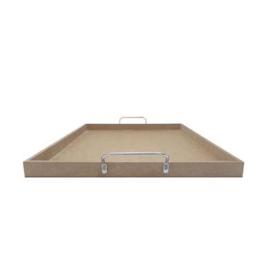 Imagem de Bandeja Retangular Lisa Simples com Alça 40x30x2,5 Kit 3un Mdf 6mm Mad