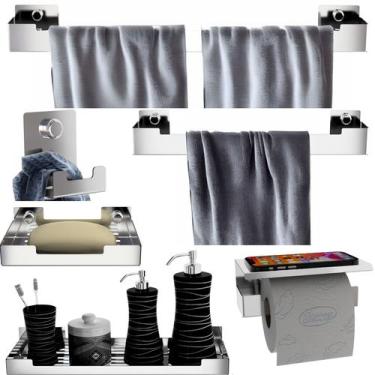 Imagem de Kit Acessórios Banheiro 6 Peças Inox Dupla Fixação SF.ELG - ShopForte