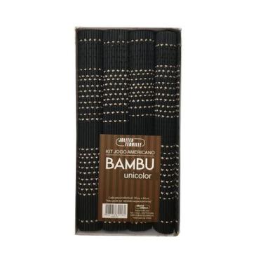 Imagem de Kit Jogo Americano Bambu Unicolor - Jolitex Ternille, Preto