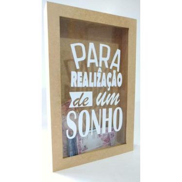 Imagem de Quadro Rolhas Cofrinho Cofre Viagem Porta Moedas 27x17cm mdf cru - son