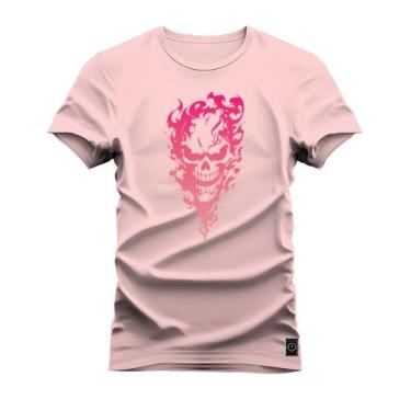 Imagem de Camiseta Plus Size T-Shirt 30.1 Estampa Caveira fumaça - Nexstar, Rosa