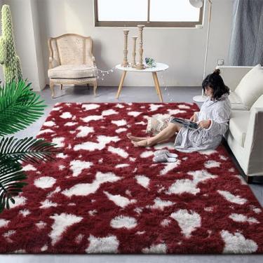 Imagem de DweIke Tapetes macios para quarto, sala de estar, 1,8 x 2,5 m para quarto de meninos e meninas, tapete macio e felpudo de cabeceira para berçário, dormitórios, decoração de casa, estética, vermelho