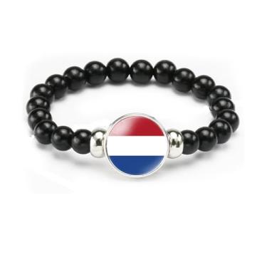 Imagem de vmcoatdu Pulseira de bandeira nacional com contas de corda elástica apoia seu país viagem lembrança presentes para homens e mulheres, One size, Liga metálica, Vidro