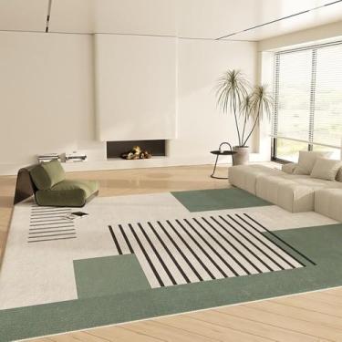 Imagem de Tapete decorativo artístico geométrico verde com listras pretas, tapetes para sala de estar, tapete luxuoso para casa, tapetes confortáveis e macios para quarto, YHT141, A, 200 x 300 cm