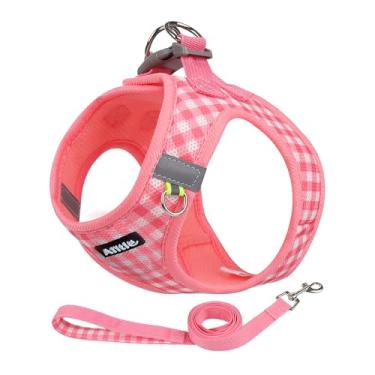 Imagem de AIITLE Easy Walk – Conjunto de coleira e coleira para cães, não puxa, malha respirável para o verão, listras refletivas, ajustável, à prova de fuga, para cães médios, melancia G