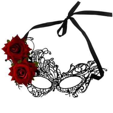 Imagem de BAHABY Máscara de baile de máscaras para mulheres, máscara de carnaval, rosa, preta, fantasia para festa de Halloween, formatura, carnaval, suprimentos
