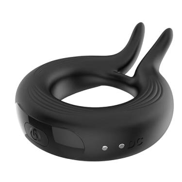 Imagem de Anel de pau vibratório brinquedos sexuais para homens casal, anel de silicone flexível vibrador com 10 configurações poderosas para estimulação do clitóris e testículos, brinquedos (Preto)