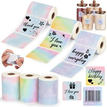 Imagem de HuiJuKeJi 3 rolos de papel quadrado térmico, 4 x 4,96 cm x 4,96 cm, adesivo para impressora Phomemo M220/M200/M221/M110, etiquetas autoadesivas multifuncionais à prova d'água para código de barras,