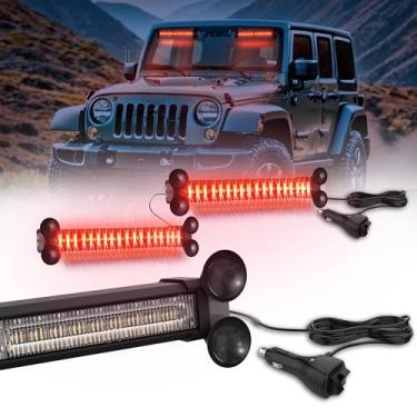 Imagem de WINECO Barra de luzes estroboscópicas de emergência LED para conselheiro de trânsito, luz piscante direcional de aviso de segurança para para-brisa de carro, suporte dividido com ventosas para