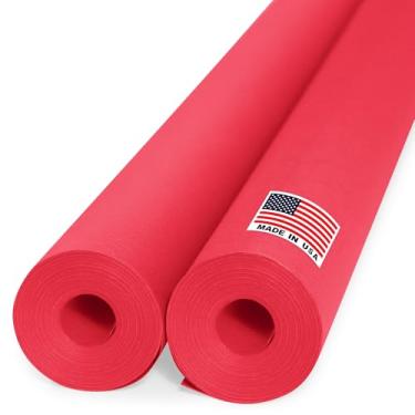 Imagem de Paclord Rolo de papel kraft vermelho de Natal de 91 x 3048 cm (pacote econômico com 2), espessura de 20 kg, feito nos EUA, papel kraft colorido para escola, papel kraft de boletim – inodoro, não