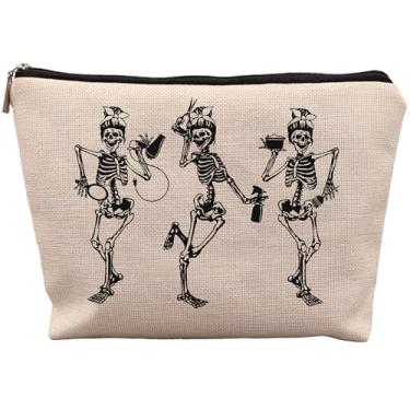 Imagem de uinwk Bolsa de maquiagem ocidental, bolsa de maquiagem de esqueleto, bolsa de maquiagem gótica, bolsa de maquiagem para meninas, presentes ocidentais para vaqueiras, cabeleireiro - 03