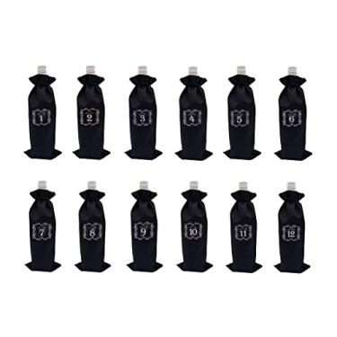 Imagem de smile wood Sacos de Estopa para Vinho, Sacos para Presente de Vinho, 12 Peças de Sacos para Garrafas de Vinho com Cordões, Capas Reutilizáveis para Garrafas de Vinho para O Natal, (, Preto)