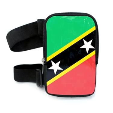Imagem de Bolsa de coxa com bandeira | Arnês de perna para mulheres | Bolsa de cintura para atividades ao ar livre | Pochete de caminhada de carnaval com alças ajustáveis, São Cristóvão e Névis, One Size, Bolsa