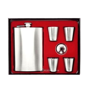 Imagem de Kit Cantil Porta Bebidas Com Mini Funil, Com 4 Copo Shot Portátil DY88