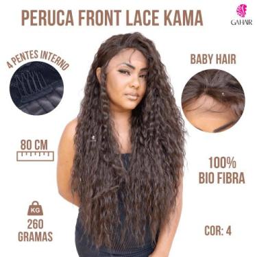 Imagem de Peruca Front Lace Cacheada 100% Bio Fibra 80Cm - Repartição Livre Acab