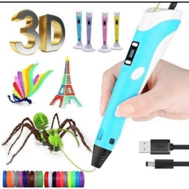 Imagem de Super kit Caneta 3d Impressora Profissional Refil Desenho Realista - S
