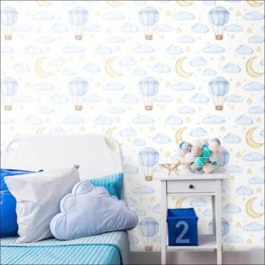 Imagem de Papel de Parede Balões e Nuvens - AloPapers, 4,00m de largura, 2.50m d