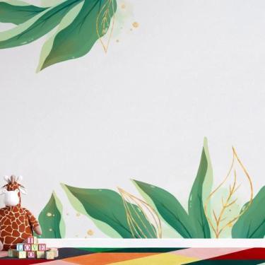 Imagem de Papel de Parede Aquarela Floral com Dourado - AloPapers, 4,00m de larg