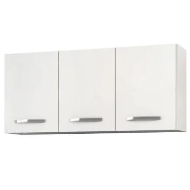 Imagem de Armário Aéreo Honduras 03 Portas 120cm Branco - Lumil Móveis, Branco, 
