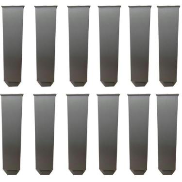 Imagem de Kit 28 Pés Plásticos Quadrado 13 cm Cinza Para Armário M02 Balcão Móve