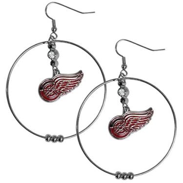 Imagem de Brincos de argola femininos NHL Siskiyou Sports Detroit Red Wings de 5 cm, tamanho único, cor do time