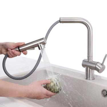 Imagem de Torneira de Cozinha Bancada Gourmet Bico Extensível Ducha Jato Monocom