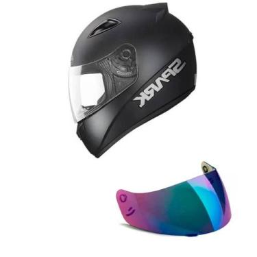 Imagem de Capacete Ebf New Spark Solid Preto Fosco Mais Viseira Camaleão, 58