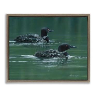 Imagem de Stupell Industries Arte de parede em tela emoldurada Peaceful Loon Duo Brown Floater por Valerie Rogers, 53 x 43 cm