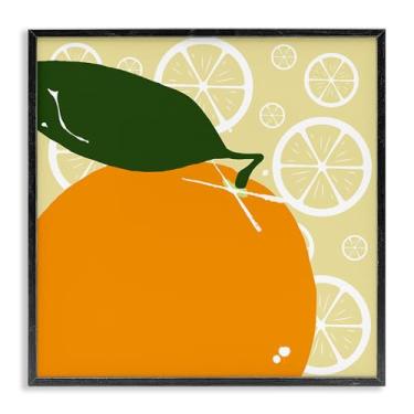 Imagem de Stupell Industries Design de arte de parede giclée emoldurado preto laranja brilhante por Daniela Santiago, 12 x 12